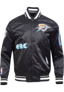 Pro Standard Oklahoma City Thunder Mens Black Old English Satin Light Weight Jacket