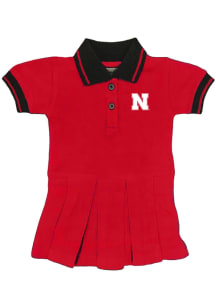 Nebraska Cornhuskers Baby Girls Red Primary logo Short Sleeve Dress