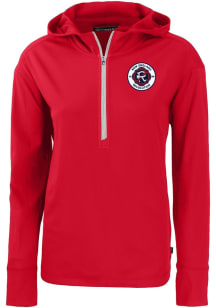 Cutter and Buck New England Revolution Womens Red Daybreak Hood Qtr Zip