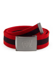 Wisconsin Badgers Fabric Stripe Mens Belt