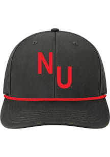 Nebraska Cornhuskers Mens Black Back Nine Stretch Fit Vault Wordmark Flex Hat