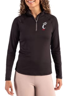 Cutter and Buck Cincinnati Bearcats Womens Black Coastline Qtr Zip
