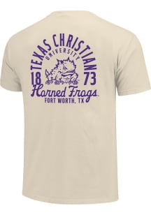 TCU Horned Frogs Ivory Mascot Overlay Short Sleeve T Shirt