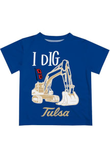 Vive La Fete Tulsa Golden Hurricane Infant Excavator Short Sleeve T-Shirt Blue