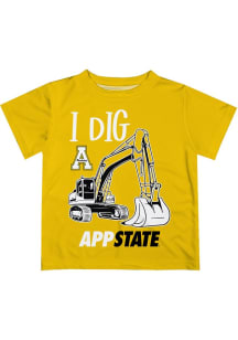 Vive La Fete Appalachian State Mountaineers Toddler Gold Excavator Short Sleeve T-Shirt