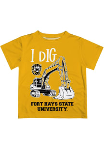 Vive La Fete Fort Hays State Tigers Toddler Gold Excavator Short Sleeve T-Shirt