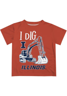 Vive La Fete Illinois Fighting Illini Toddler Orange Excavator Short Sleeve T-Shirt
