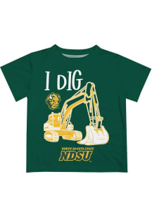 Vive La Fete North Dakota State Bison Toddler Green Excavator Short Sleeve T-Shirt