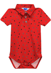 Vive La Fete Texas Tech Red Raiders Baby Red Theo Short Sleeve One Piece Polo