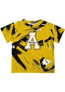 Vive La Fete Appalachian State Mountaineers Toddler Gold Paint Brush Short Sleeve T-Shirt