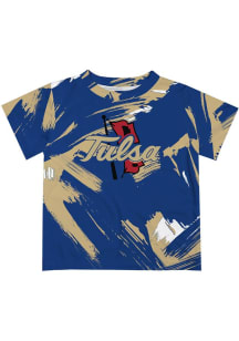 Vive La Fete Tulsa Golden Hurricane Toddler Blue Paint Brush T-Shirt