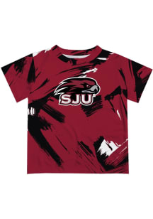 Vive La Fete Saint Josephs Hawks Youth Red Paint Brush Short Sleeve T-Shirt