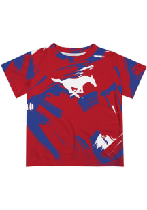 Vive La Fete SMU Mustangs Youth Red Paint Brush Short Sleeve T-Shirt