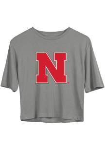 Vive La Fete Nebraska Cornhuskers Girls Grey Rosie Short Sleeve Tee