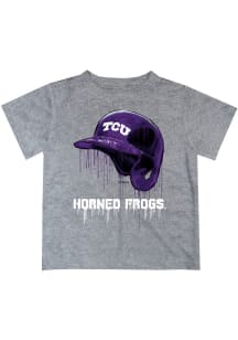 Vive La Fete TCU Horned Frogs Infant Dripping Helmet Short Sleeve T-Shirt Grey