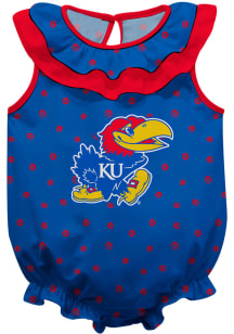 Vive La Fete Kansas Jayhawks Baby Blue Abby Swirl Short Sleeve One Piece