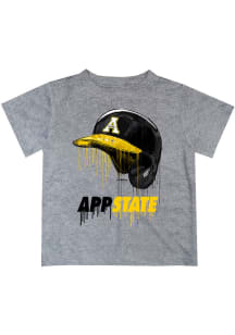 Vive La Fete Appalachian State Mountaineers Toddler Grey Dripping Helmet Short Sleeve T-Shirt
