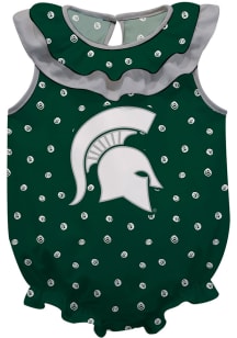 Vive La Fete Michigan State Spartans Baby Green Abby Swirl Short Sleeve One Piece