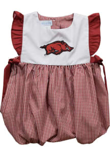 Vive La Fete Arkansas Razorbacks Baby Girls Cardinal Bessie bubble romper Short Sleeve Dress