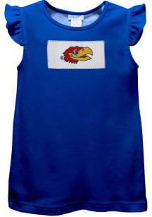 Vive La Fete Kansas Jayhawks Toddler Girls Blue Mia T-Shirt Short Sleeve Dress