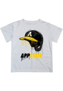 Vive La Fete Appalachian State Mountaineers Youth White Dripping Helmet Short Sleeve T-Shirt