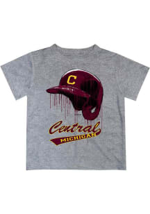 Vive La Fete Central Michigan Chippewas Youth Grey Dripping Helmet Short Sleeve T-Shirt