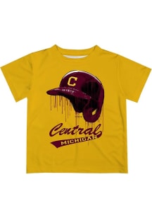 Vive La Fete Central Michigan Chippewas Youth Gold Dripping Helmet Short Sleeve T-Shirt