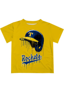 Vive La Fete Toledo Rockets Youth Gold Dripping Helmet Short Sleeve T-Shirt