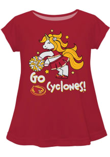 Vive La Fete Iowa State Cyclones Infant Girls Unicorn Blouse Short Sleeve T-Shirt Red