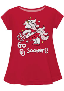 Vive La Fete Oklahoma Sooners Infant Girls Unicorn Blouse Short Sleeve T-Shirt Red