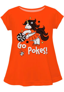 Vive La Fete Oklahoma State Cowboys Infant Girls Unicorn Blouse Short Sleeve T-Shirt Orange