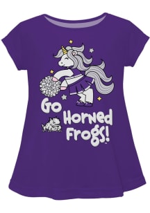 Vive La Fete TCU Horned Frogs Infant Girls Unicorn Blouse Short Sleeve T-Shirt Purple