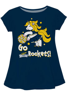 Vive La Fete Toledo Rockets Infant Girls Unicorn Blouse Short Sleeve T-Shirt Blue