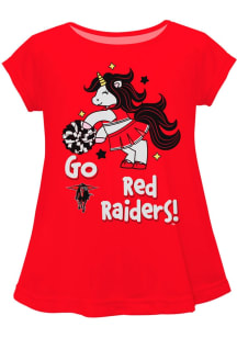 Vive La Fete Texas Tech Red Raiders Infant Girls Unicorn Blouse Short Sleeve T-Shirt Red