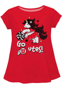 Vive La Fete Utah Utes Infant Girls Unicorn Blouse Short Sleeve T-Shirt Red