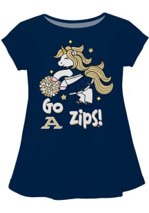 Vive La Fete Akron Zips Toddler Girls Blue Unicorn Blouse Short Sleeve T-Shirt