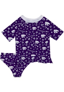Vive La Fete K-State Wildcats Infant Girls Rash Guard Short Sleeve T-Shirt Purple