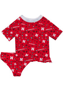 Vive La Fete Nebraska Cornhuskers Infant Girls Rash Guard Short Sleeve T-Shirt Red