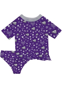 Vive La Fete TCU Horned Frogs Infant Girls Rash Guard Short Sleeve T-Shirt Purple