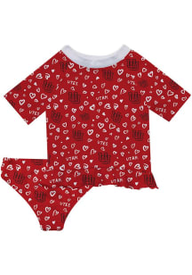 Vive La Fete Utah Utes Infant Girls Rash Guard Short Sleeve T-Shirt Red