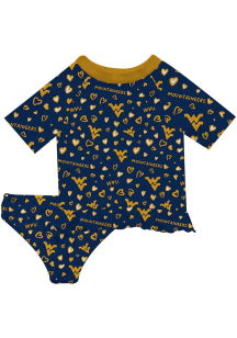 Vive La Fete West Virginia Mountaineers Infant Girls Rash Guard Short Sleeve T-Shirt Gold