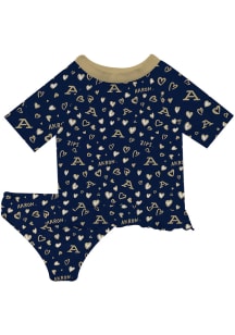 Vive La Fete Akron Zips Toddler Girls Blue Rash Guard Short Sleeve T-Shirt
