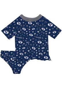 Vive La Fete BYU Cougars Toddler Girls Blue Rash Guard Short Sleeve T-Shirt