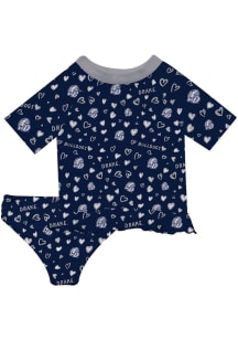 Vive La Fete Drake Bulldogs Toddler Girls Blue Rash Guard Short Sleeve T-Shirt