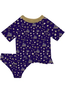 Vive La Fete James Madison Dukes Toddler Girls Purple Rash Guard Short Sleeve T-Shirt