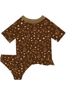 Vive La Fete Lehigh University Toddler Girls Brown Rash Guard Short Sleeve T-Shirt