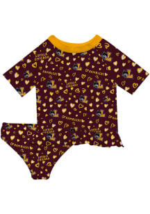 Vive La Fete Loyola Ramblers Toddler Girls Maroon Rash Guard Short Sleeve T-Shirt