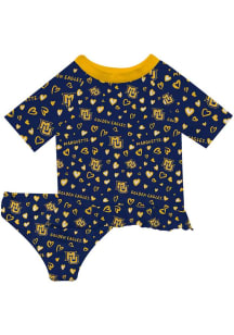 Vive La Fete Marquette Golden Eagles Toddler Girls Navy Blue Rash Guard Short Sleeve T-Shirt