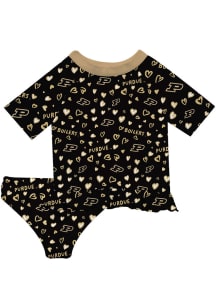Vive La Fete Purdue Boilermakers Toddler Girls Black Rash Guard Short Sleeve T-Shirt