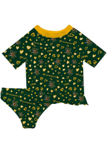Vive La Fete Vermont Catamounts Toddler Girls Green Rash Guard Short Sleeve T-Shirt